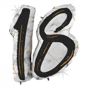 Шар фольгированный 36" «Цифра 18», мрамор, цвет черный